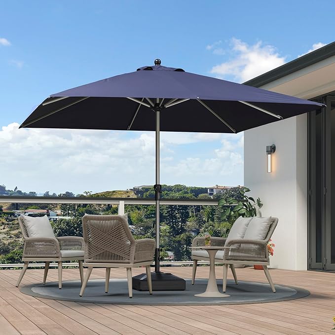PURPLE LEAF 10' x 10' Square Patio Umbrella, Alumimum Outdoor Market Umbrella with 3 Year Fade Resistant, Pool Umbrella for Deck Garden, Patio, or Poolside, Lawn
