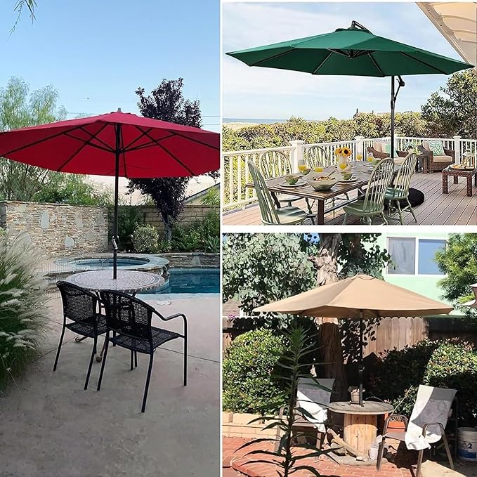 6 Ribs 8 Ribs Patio Umbrella Replacement Canopy 6.5ft 7.5ft 8.2ft 8.8ft 9.8ft 11.5ft, Waterproof UV Protective Parasol Umbrella Fabric, Easy to Install (Canopy Only)
