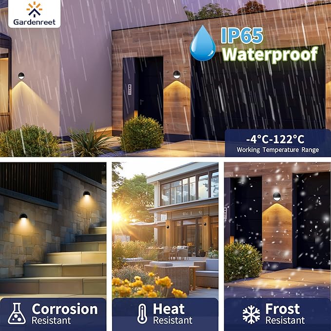 Gardenreet Low Voltage LED Deck Lights - Solid Brass Landscape Step Lights, Outdoor 12V Hardwired IP65 Waterproof Black for Stair Patio Wall Yard with 3000K Soft White 3W 270LM G4 Bulb 4 Pack