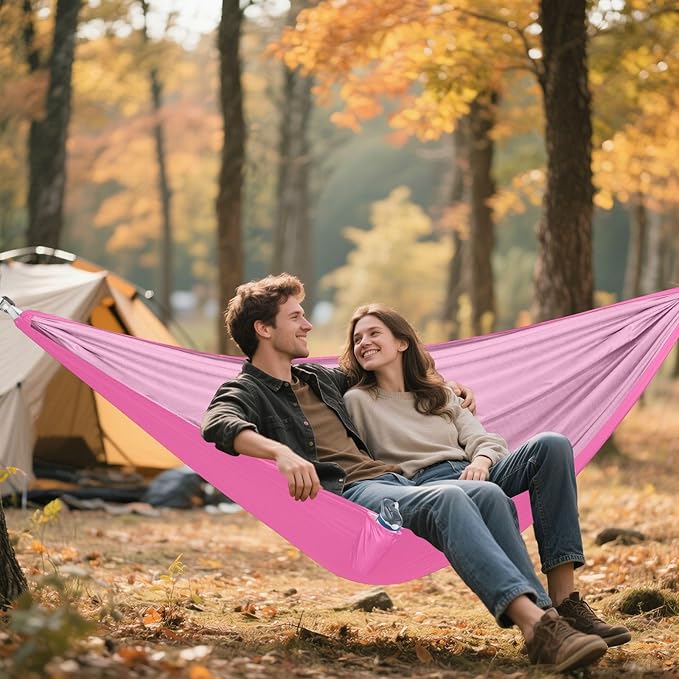 Hot Pink Solid Color Pure Plain 330lb Capacity Camping Hammock Hanging Hammock for Indoor Outdoor Patio hamaca de Algodon para Jardin