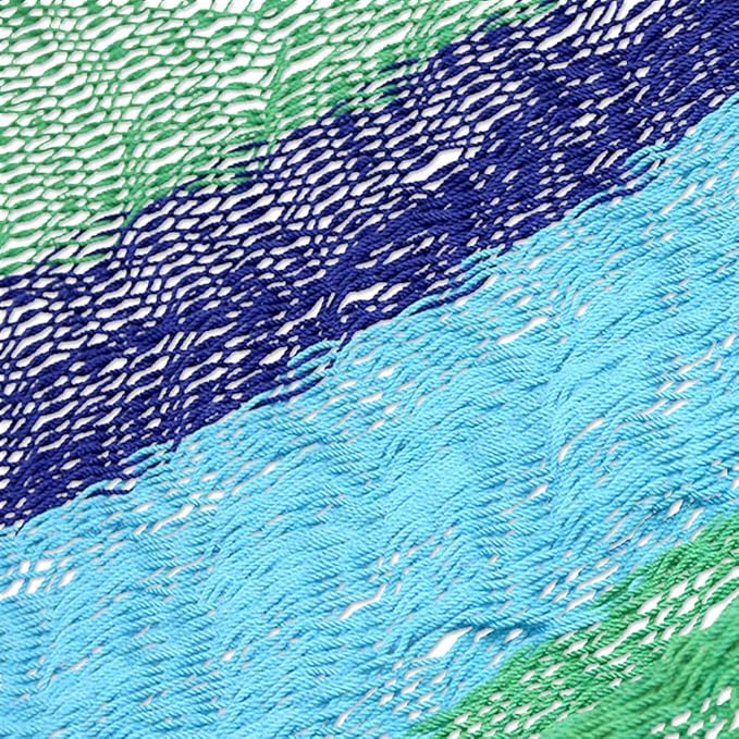 NOVICA Artisan Handmade Cotton Hammock Fair Trade Mexican Striped Mayan Double Blue Green Mexico Rope Scuba [Bed Size 78in L x 78in W Total Length 158in L] ' Ocean Dreams' Double
