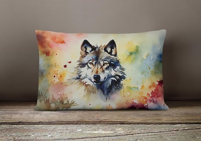 Caroline's Treasures DAC3004PW1216 Wolves Wolf Throw Pillow Machine Washable, Indoor Outdoor Decorative Pillow for Couch, Bed or Patio, 12HX16W