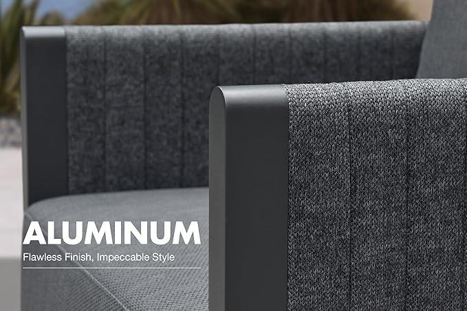 PURPLE LEAF Patio Furniture Set 13 Pieces Patio Seating Sofas Aluminum Furniture Outdoor Couch Sectional Set with Cushions and Aluminum Table Patio Conversation Sets Gray