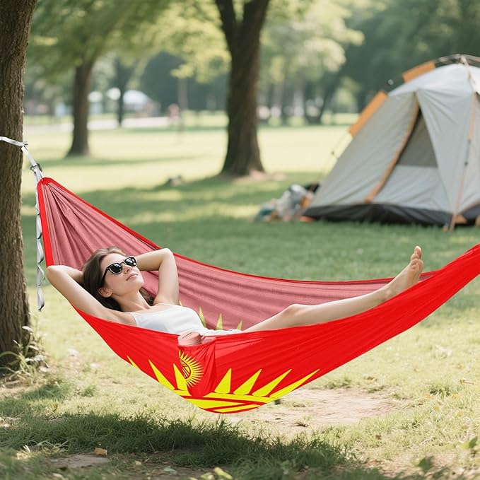 National Flag of The Kyrgyz Republic Hammocks with Portabl Carry Bag Backyard Hammock for Indoor Outdoor Patio