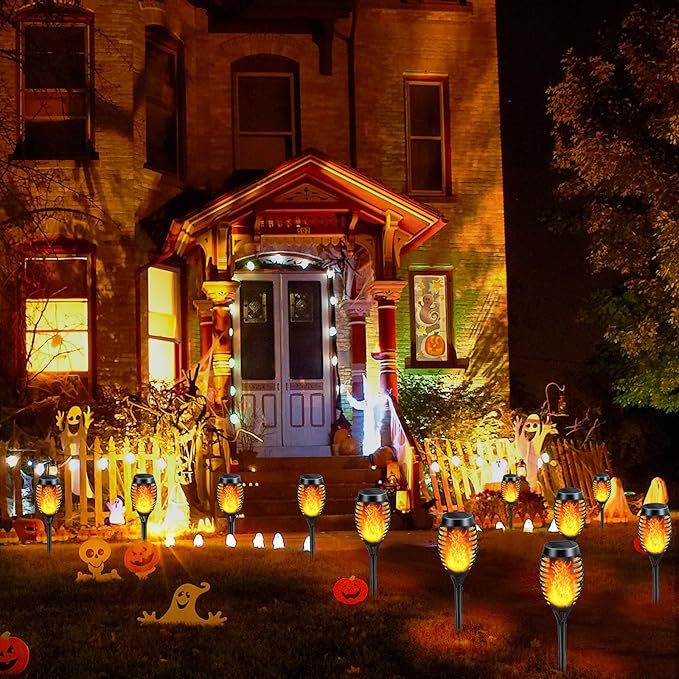 Solar Lights Outdoor 6 Pack, Solar Torch Light with Flickering Flame, Waterproof Outdoor Lighting Solar Powered Pathway Lights, Decoration Lighting for Garden Yard Patio, Auto On/Off