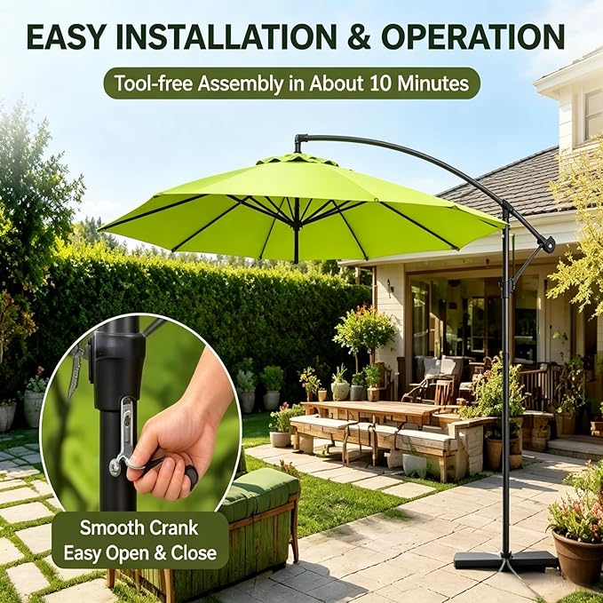11FT 8Ribs Cantilever Umbrella Replacement Canopy,2026 Upgraded Patio Umbrella Canopy Replacement Cover,Uv-Resistant Protection Waterproof Cantilever For Garden, Backyard, Pool