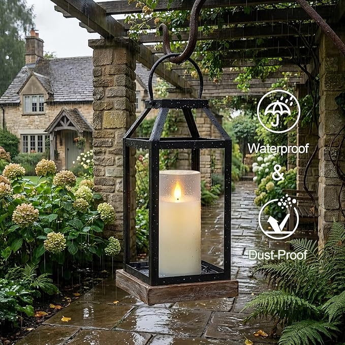 Homemory 3"×4" 5" 6" Battery Candles with Remote & Timer, Ivory Acrylic Realistic Flickering LED Pillar Candles, Waterproof Fake Candle for Home and Lantern Decor, Set of 3