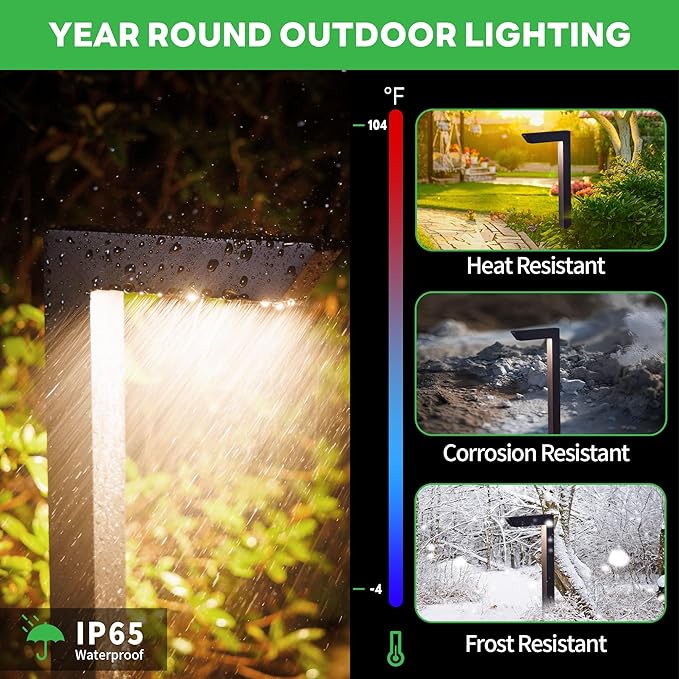 Landscape Path Lights, 3000K/4000K/5000K Selectable Pathway Lights, 12V Low Voltage Wired, LED Outdoor Waterproof, 5W 235LM L Shape Black Aluminum for Yard Walkway Driveway Garden