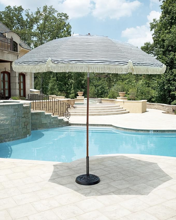 Hula Thatched Tiki Umbrella Tropical Palapa Raffia Tiki Hut Hawaiian Patio Umbrella with Fringe Boho Parasol 6' 8' & 9' Options