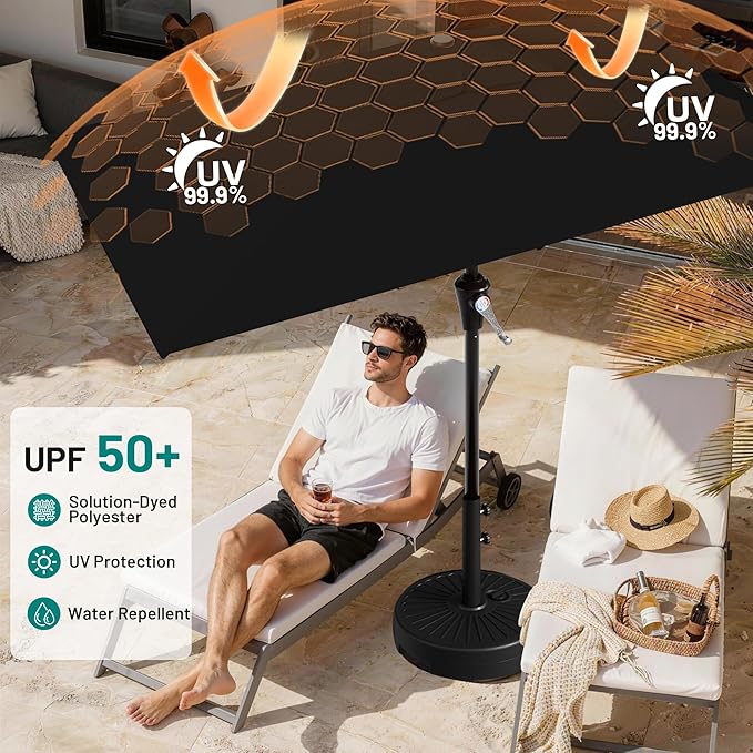AreShark 6.5' x 10' Rectangular Patio Umbrellas for Outdoor, Outdoor Table Umbrella, Large Outdoor Patio Umbrellas with 6 Sturdy Ribs for Pool, Garden, Deck & Market (Black)
