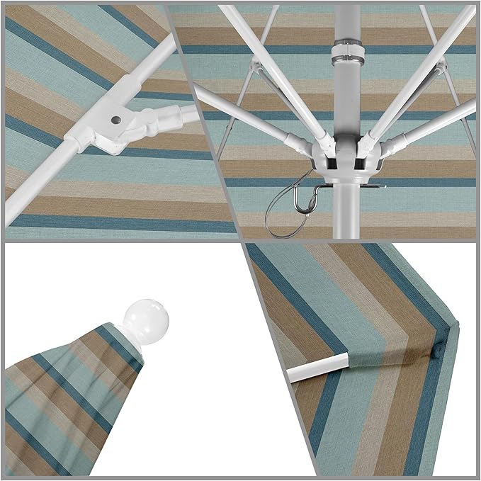 California Umbrella 9' Round Aluminum/Fiberglass Umbrella, Push Open,