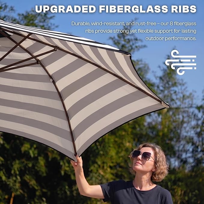 7.5ft Patio Umbrella, Outdoor Table Market Umbrella with Smooth Crank Lift, 6 Windproof Fiberglass Ribs, UPF50+ UV Protection for Deck, Pool, Garden and Backyard