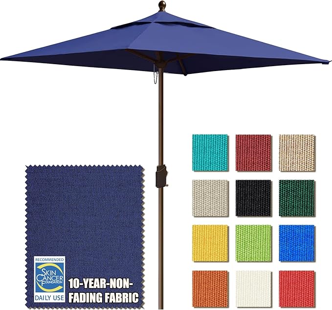 EliteShade USA 10-Year-Non-Fading 6x6Ft Square Market Patio Umbrella, UPF 50+ UV Protection Performance Sun Umbrella, Heavy Duty Commercial Grade Outdoor Table Umbrella with Crank, Windproof Vented Top for Garden, Pool, Deck and Outdoor Playsets, Navy ...