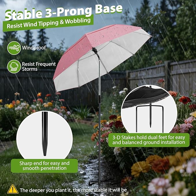 Plant Umbrellas, 5Pack 360°Adjustable Garden Umbrella for Outdoor Plants,24” Large Sun Shade for Garden Beds Potted Plants, 47.8" High Plant Shade Cover Umbrellas for Sun-Sensitive Plants