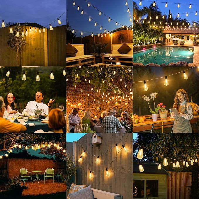 Brightever Outdoor String Lights 180FT, Patio Lights with 90+4 Dimmable ST38 Shatterproof LED Bulbs, Vintage Edison String Lights for Outside, Waterproof Bistro Lights for Halloween Backyard 2700K