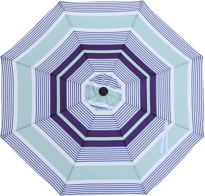 MASTERCANOPY Patio Umbrella 10 ft Replacement Canopy for 8 Ribs-Navy and Green Stripe Canopy Only