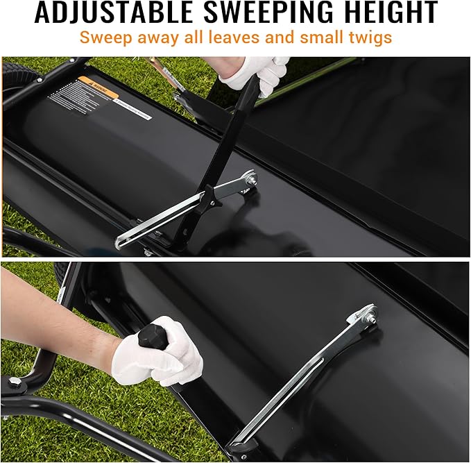 Garvee 44" Tow-Behind Lawn Sweeper – 26 cu.ft. Large-Capacity Pull-Behind Grass & Leaf Collector, Heavy-Duty Adjustable Height, Dumping Rope Design for Easy Debris Disposal, Fits Tractors & ATVs