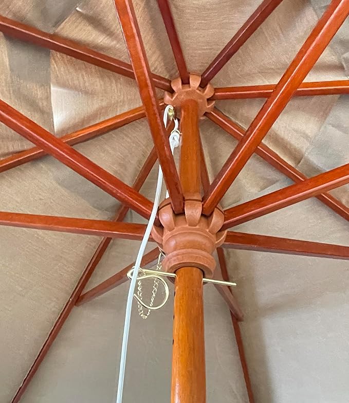 9' Octagonal Wooden Market Umbrella with Pulley System, Wood Frame, Maple Handle, Acrylic Canopy, UV Blocking, Patio Use