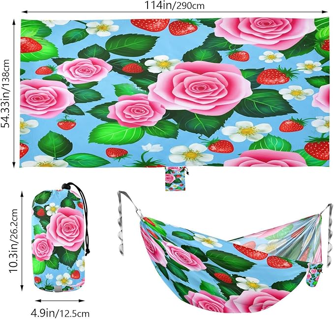 Hammocks for Outside Roses Camping Hammock Portable Hammocks with Tree Straps and Carry Bag Camping Accessories for Hiking Beach Outdoor