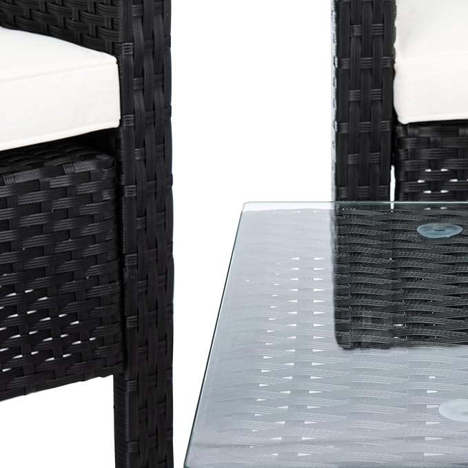 SAFAVIEH PAT7505A Collection Aboka Black and Beige 4-Piece Outdoor Living Patio Set