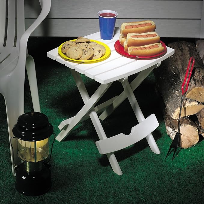 Adams Manufacturing 8500-48-4702 Plastic Quik-Fold Side Table 2 Pack, White