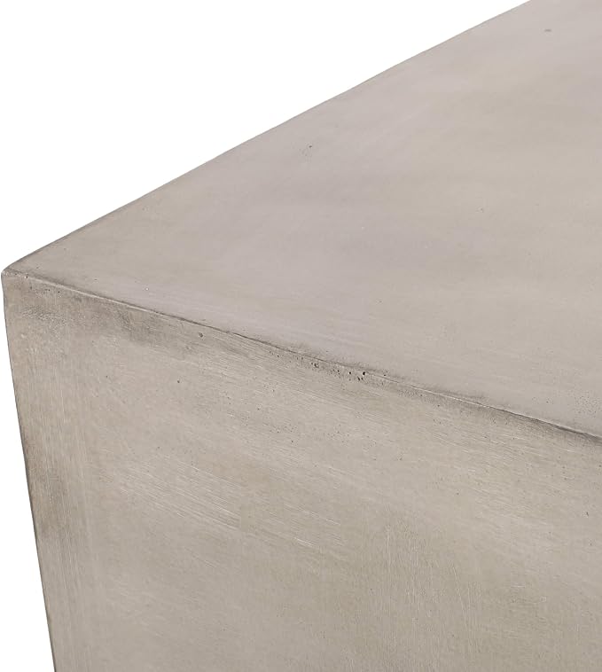 Outdoor Side Table 22" Square Shape Lightweight Concrete-Look Outdoor Indoor Accent Table Decorative Garden Stools, for Patio Porch Living Room, Grey