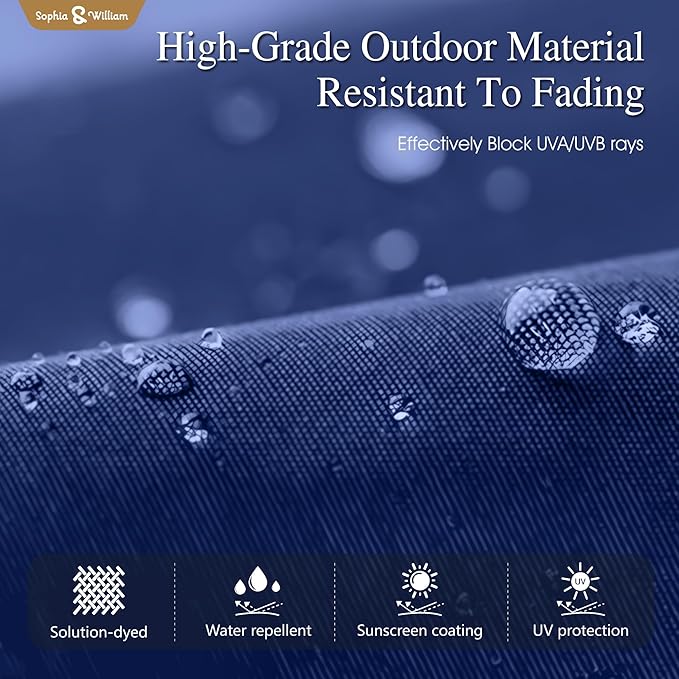 Sophia & William 15 ft Extra Large Patio Umbrella with Base Included, Rectangular Outdoor Umbrella Heavy Duty, Market Umbrella Double-sided Fade Resistant for Pool Garden Backyard, Haze Blue