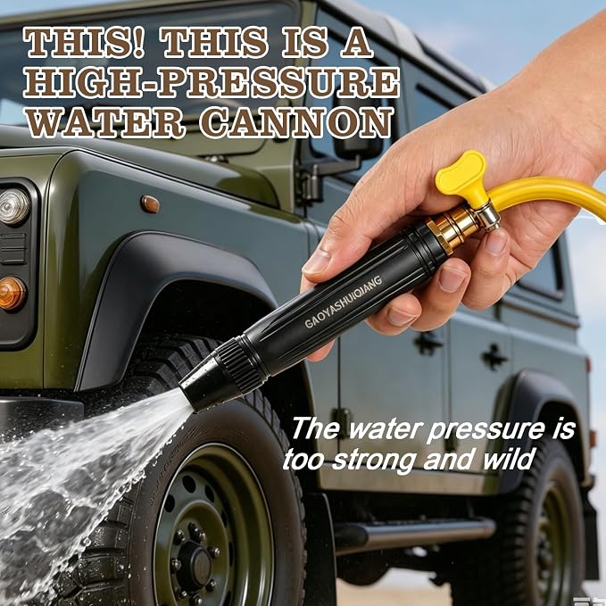 Home High-Pressure Car Wash Water Gun with Booster Nozzle and Fixation, Generic High Pressure Water Gun, Adjustable Spray Settings, for Watering Vegetables, and Car Washing (3pcs) (Pagoda-shaped)