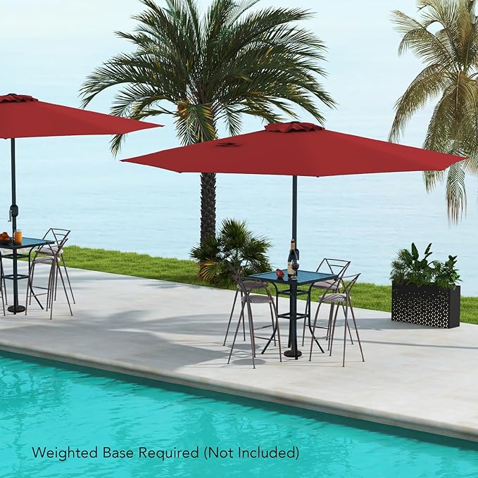 12FT Patio Umbrella, Outdoor Table Umbrella with Crank Handle, 8 Sturdy Ribs, Sun-protection & Waterproof Canopy, Top Air Vent, Market Umbrella for Garden, Lawn, Deck, Backyard, Poolside