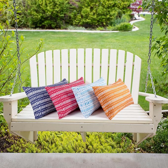 Pack of 2 Outdoor Pillows, 12x20 Outdoor Lumbar Pillows Waterproof | Outdoor Throw Pillows with Inserts, Fluffy and Supportive, Decorative Pillow for Patio and Garden, Pebble Orange