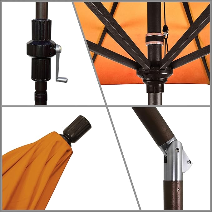 California Umbrella 7.5' Rd. Aluminum Patio Umbrella, Crank Lift, Collar Tilt, Bronze Pole