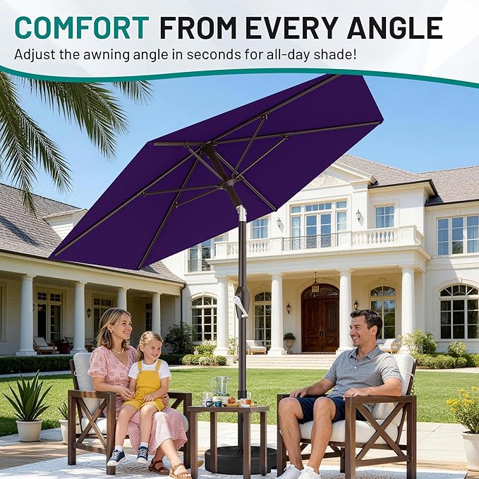 AreShark 7.5FT Patio Umbrella Table Market Umbrella w/Tilt and Crank, Heavy-Duty Outdoor Umbrellas for Pool, Deck, Garden and Backyard, Purple