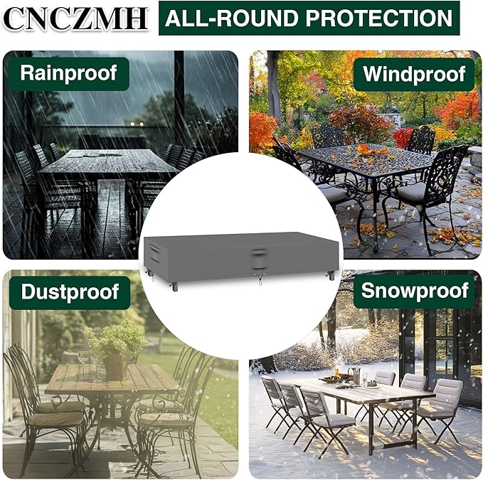 Heavy Duty Patio Furniture Covers Waterproof, 600D Outdoor Furniture Cover Waterproof for Sectional Sofa Couch, Outdoor Dining Table and Chair Set Covers 110''L x 84''W x 28''H, Grey