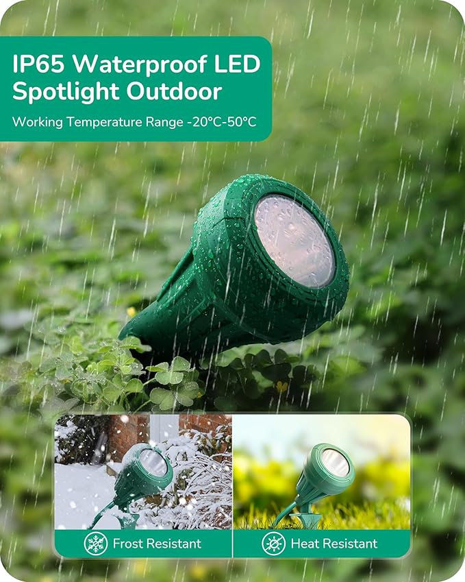 EDISHINE 120V Spotlight Outdoor, 5 Extra Color Lenses, 5.5W 500LM Waterproof LED Outdoor Spotlight, 5000K Landscape Lighting for Yard Flag Tree Holiday Decor, 180° Adjustable, UL Listed