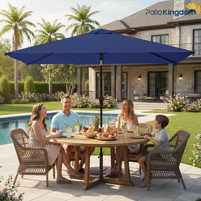 6.5'x10' Rectangular Patio Outdoor Umbrella,Large Coverage with Push-Button Tilt & UV Protection,Sturdy Ribs for Deck,Lawn,Pool,Backyard