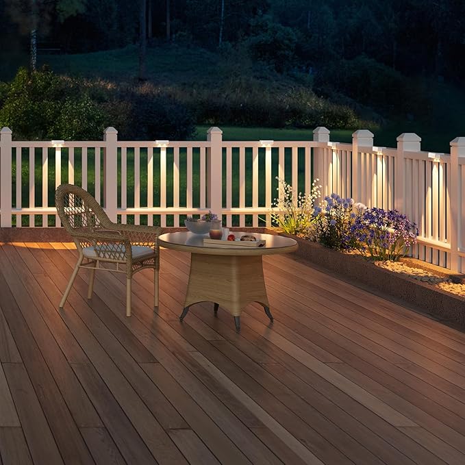 VOLISUN Solar Deck Lights 12 Pack, Warm White, Cool White and RGB Color Glow LED Large Size Lamp, IP65 Waterproof Solar Fence Lights Outdoor for Step, Patio, Fence, Railing, Wall, Stairs