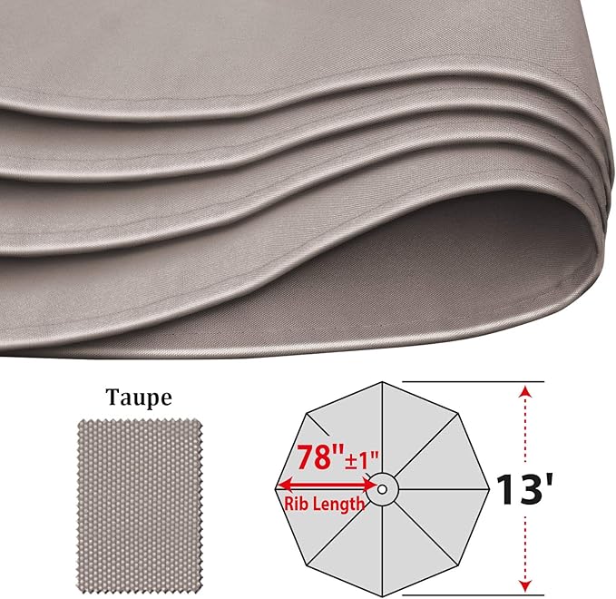 YardGrow 13ft 8 Ribs Umbrella Canopy Replacement for Patio Umbrella, Canopy ONLY, Frame NOT Included