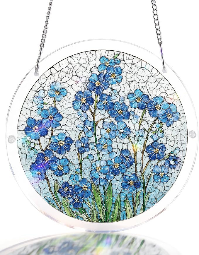 Acrylic Suncatcher Puzzle, Azure Bloom Whisper-7.4 in | DIY Suncatcher Puzzle Kits for Adults, Acrylic Jigsaw Puzzle Suncatcher, Garden&Window Hanging Decor, Unique Gift