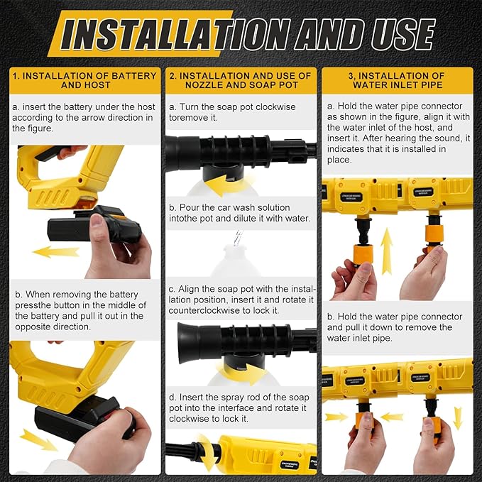Cordless Cleaning Tool for Dewalt 20V Battery, 21000RPM Cleaning Tool with 6-in-1 Nozzle & Foam Cannon, for Car, Floor, Wall Clean【Battery Not Included】