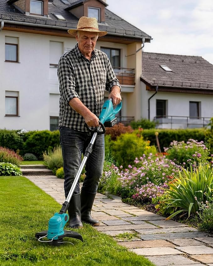 DEGGE Electric Cordless String Trimmer & Lawn Edger, 2 x 21 V x 3.0Ah 12'' Weed Eacter (Charger Included)