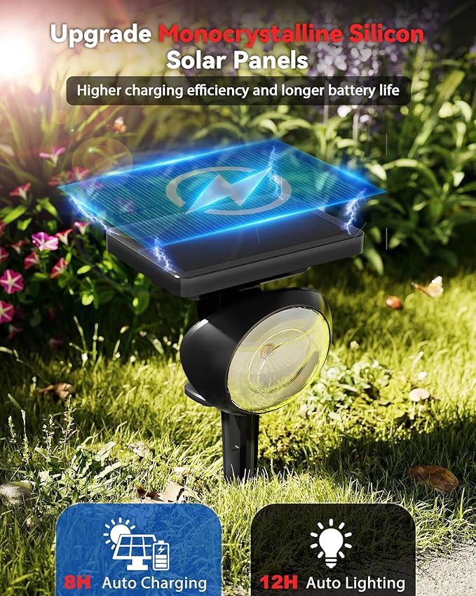 Monocular Solar Spot Lights Outdoor Waterproof, RGB+3CCT Solar Tree Spotlight, Bright Solar Uplights for Halloween Decorations Outdoor, Multicolor Garden Yard Landscape Path Lights [4Pack]