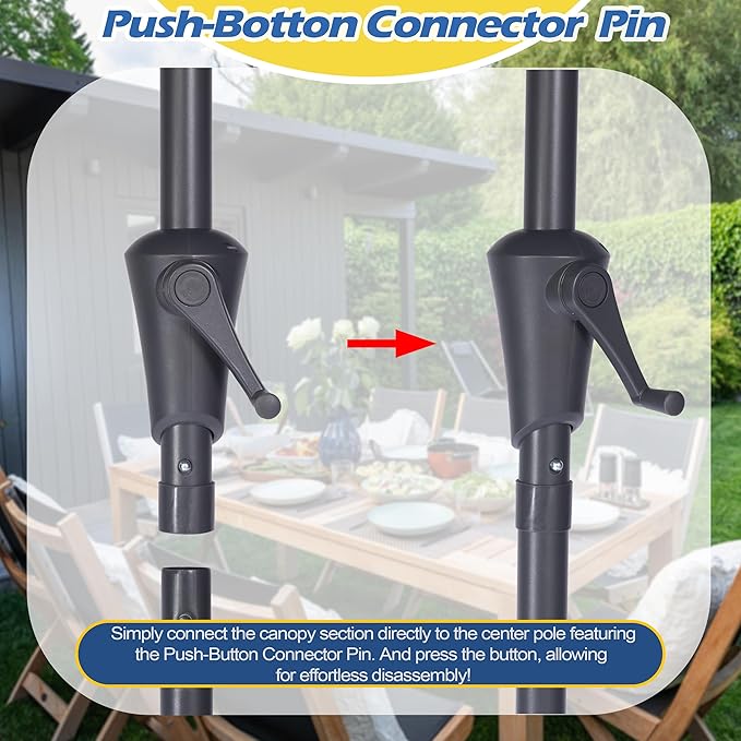 Sunnyglade 9FT Outdoor Patio Umbrella, Market Table Umbrella with 8 Sturdy Ribs and Crank System, Fade-resistant & Waterproof for Garden Backyard Poolside Deck