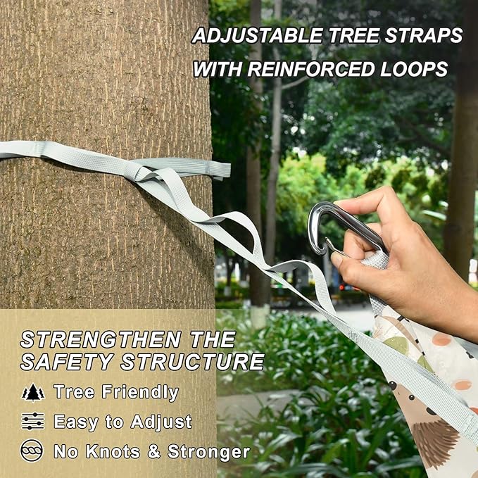 Camping Hammock Outdoor Hammocks for Outside Hedgehog Leaf Beach Trees Portable Lightweight with Pockets Tree Straps Indoor