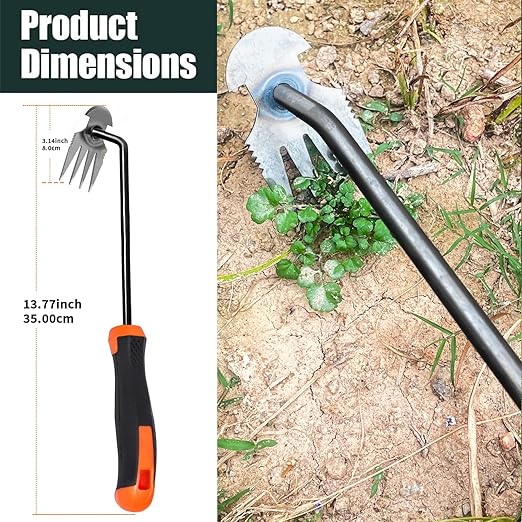 Weed Puller Tool, Durable Garden Weeder, Dual-Purpose Manual Weed Remover with Manganese Steel Teeth, Portable Uprooting Tool for Vegetable Gardens & Backyard
