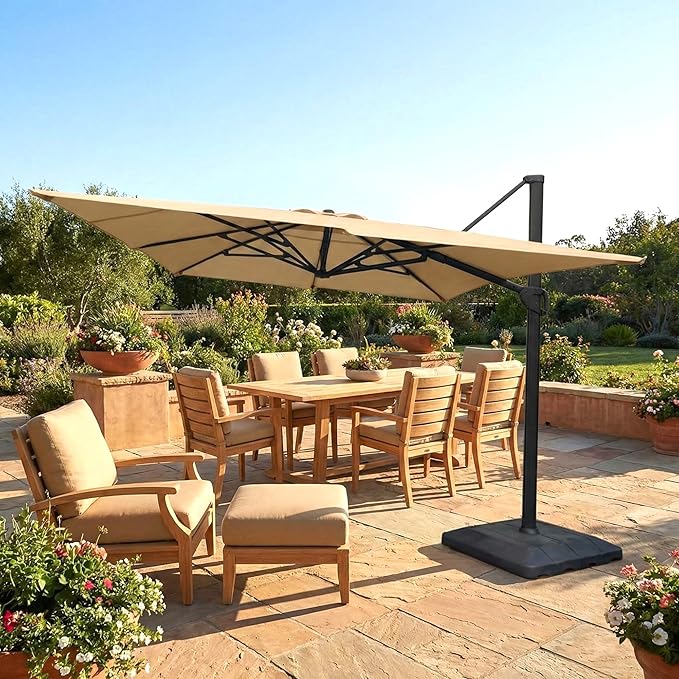 Garden Winds Heavy Duty Reinforced Replacement Canopy Top Cover Compatible with The Backyard Creations UMB-952370 10' x 13' Offset Umbrella - Classic Sand, Riplock 500