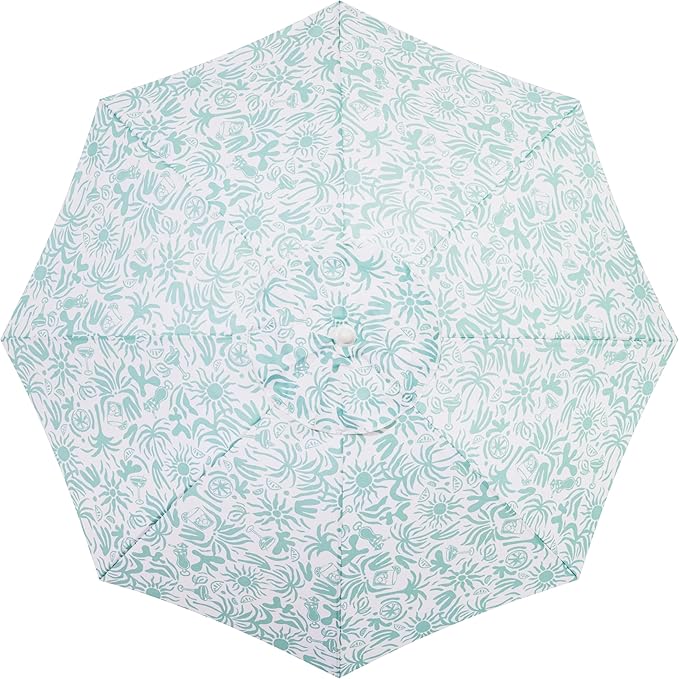 Business & Pleasure Co. Margaritaville Manana Umbrella - 6.5' Beach Umbrella Sand Anchor, 7' Tall Telescopic Aluminum Pole, UPF 50+