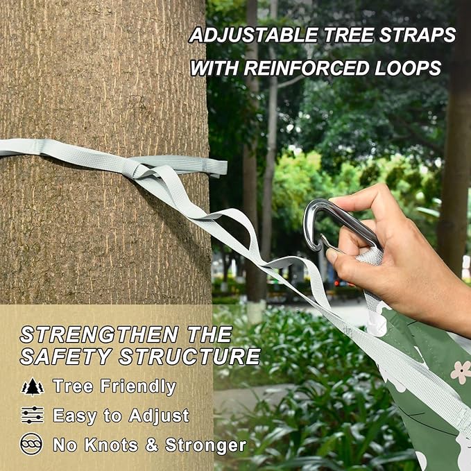 Camping Hammock Outdoor Hammocks for Outside White Flowers Cute Beach Trees Portable Lightweight with Pockets Tree Straps Indoor Small