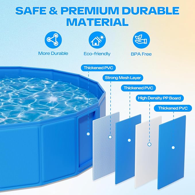 63in Kiddie Pool with Canopy - Large Foldable Toddler Pool with Detachable UPF 50+ Sunshade, Portable Non-Slip Kids Swimming Pool Collapsible Baby Pool for Outdoor Backyard Beach