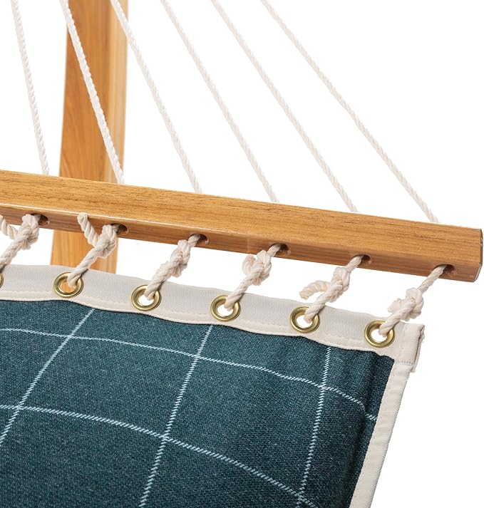 Original Pawleys Island Large Wentworth Juniper Tufted Hammock with Detachable Pillow – 13 ft. x 55 in., 450 lb Capacity, Oak Spreader Bar, Handcrafted in The USA