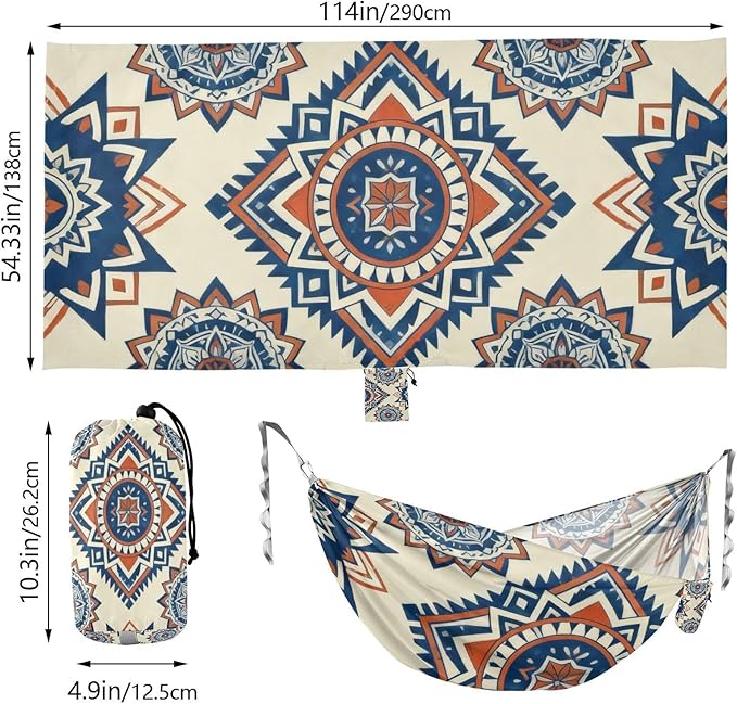 Vintage Floral Camping Hammocks Fabric Hammock for Outside Patio Backyard Poolside